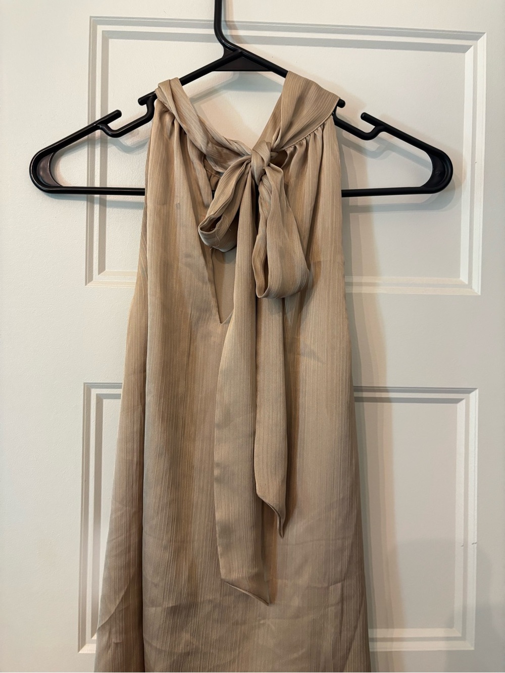 1. State Beige Tie-Neck Sleeveless Top